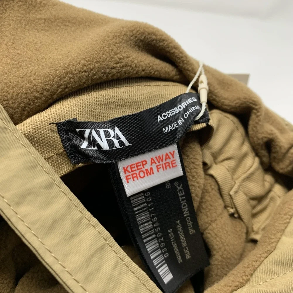 ZARA‎ Hat Trapper Quilted Fleece Ear Flap Boys One Size 3-6Y Beige Winter